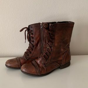 Steve Madden Women's Troopa Combat Leather Boots